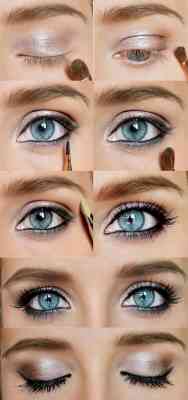 Дневной макияж для голубых глаз со стрелками