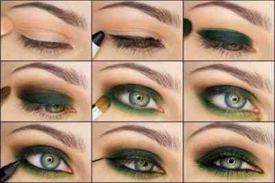 Макияж с золотыми тенями для зеленых глаз