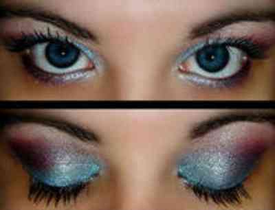 Вечерний макияж для голубых глаз и темных волос фото