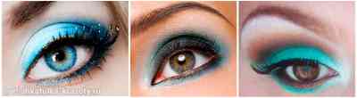 Макияж для зеленых глаз с бирюзовыми тенями