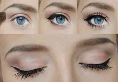 Дневной макияж для голубых глаз со стрелками