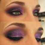 Фиолетовый макияж для зеленых глаз пошагово