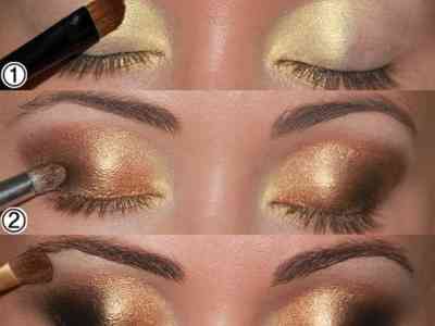 Как красить глаза золотыми тенями