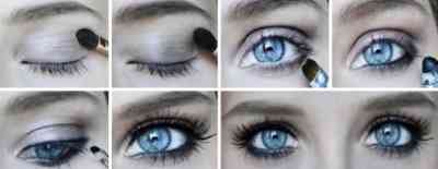 Лиловый макияж для голубых глаз