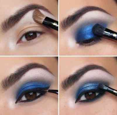 Синий макияж для карих глаз фото
