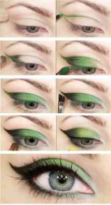 Макияж для карих глаз в зеленом цвете