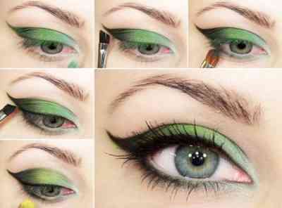 Макияж для зеленых глаз под фиолетовое платье
