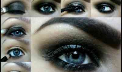 Красивый макияж глаз черным карандашом
